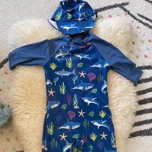 1 piece sunsuit with matching hat